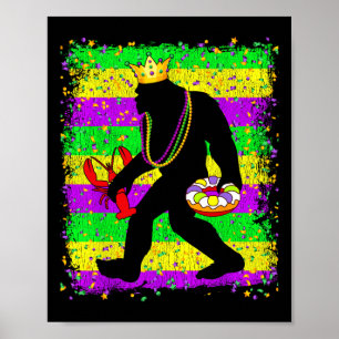 Bigfoot Mardi Gras Sasquatch Funny Manar Kids Carn Poster