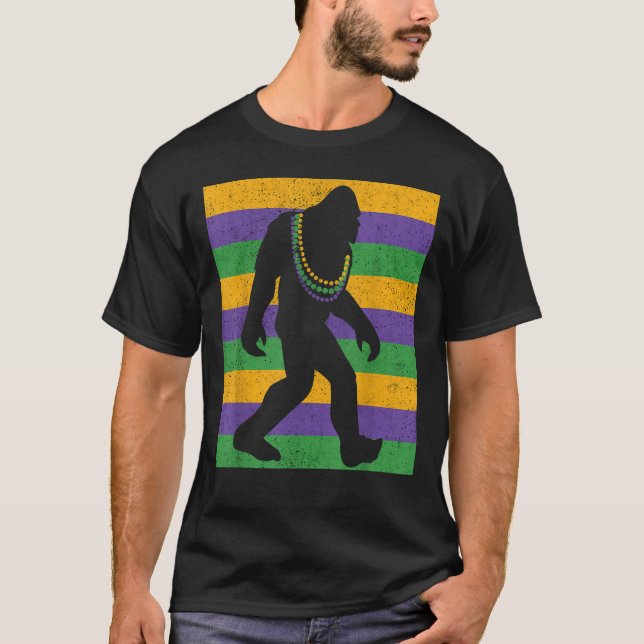 Bigfoot Mardi Gras Sasquatch Funny Manar Kids Gift T Shirt (Framsida)