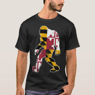 Bigfoot Maryland Flagga State Sasquatch Manar Wome T Shirt