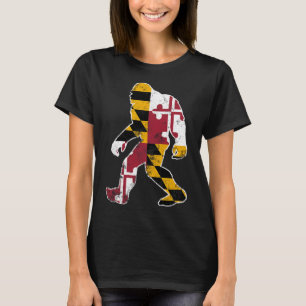 Bigfoot Maryland Flagga State Sasquatch Manar Wome T Shirt