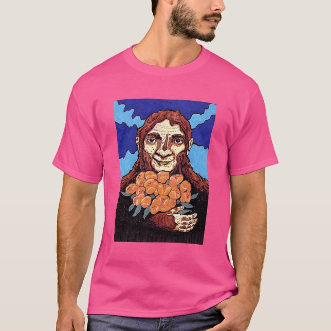 Bigfoot med blombukett t shirt (Framsida)