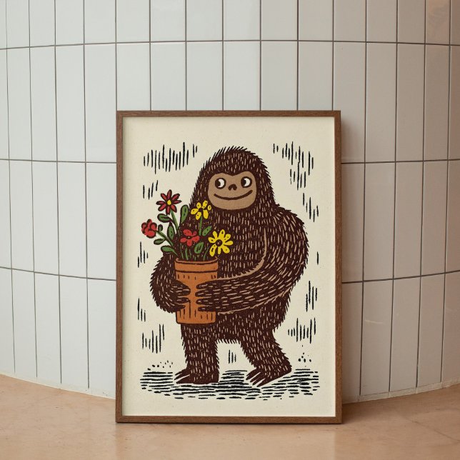 Bigfoot med blommor Söt väggkonstaffisch Poster (Skapare uppladdad)