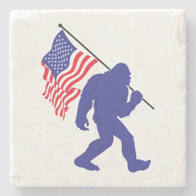 Bigfoot med en amerikansk Flagga Stenunderlägg (Framsidan)