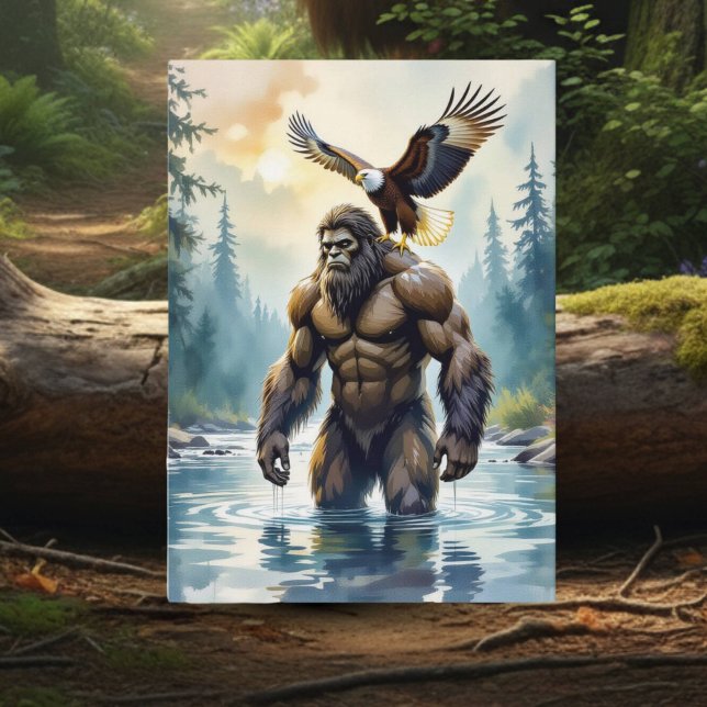 Bigfoot med en Eagle på hans sadelfödelsedag Kort (Skapare uppladdad)