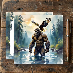 Bigfoot med en Eagle på sin skulder