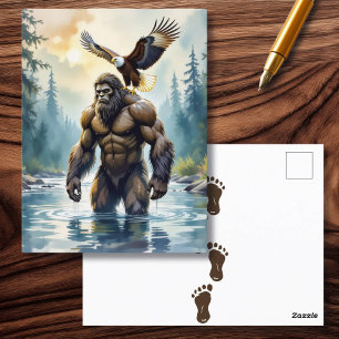 Bigfoot med en Eagle på sin skulder Vykort
