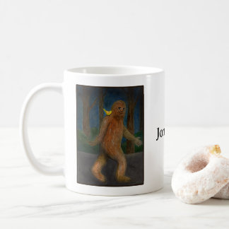 Bigfoot med en liten gul fågel anpassat namn kaffemugg