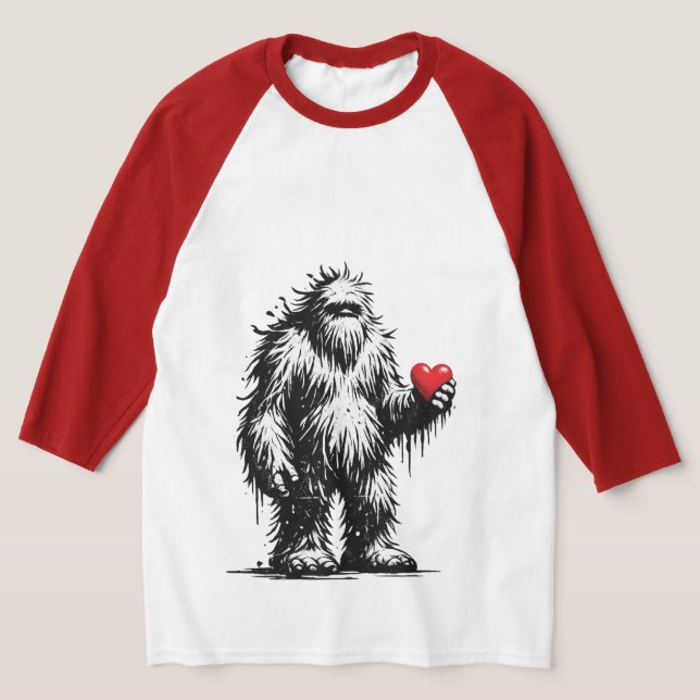 Bigfoot Med Ett Hjärta T Shirt (Laydown)