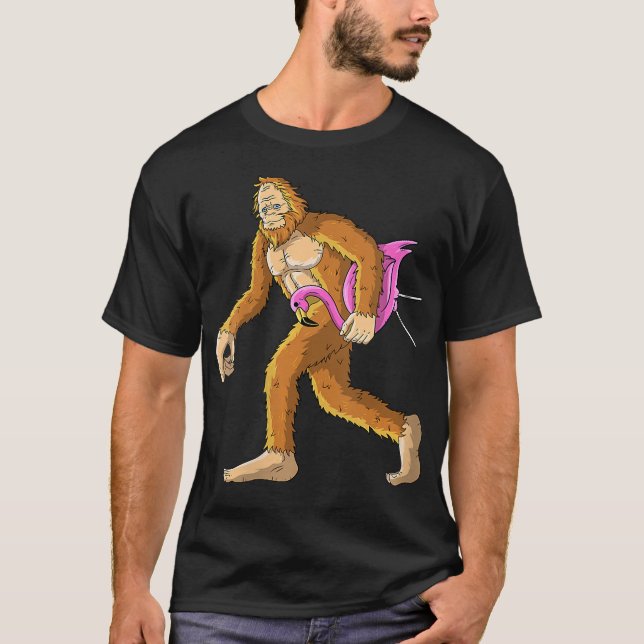 Bigfoot med Flamingo Animal Costume Gift T Shirt (Framsida)