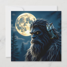 Bigfoot med Glowing Ögon och Uggla på hans skulder