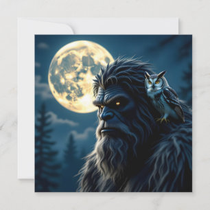 Bigfoot med Glowing Ögon och Uggla på hans skulder