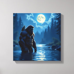 Bigfoot med Uggla på sin Shoulder Canvastryck