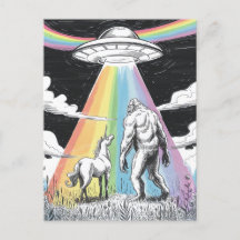Bigfoot med Unicorn och UFO