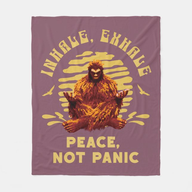 Bigfoot-meditation Fred och Lugn Inte Panik Design Fleecefilt (Framsidan)
