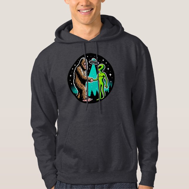 Bigfoot Meets Alien Hoodie (Framsida)