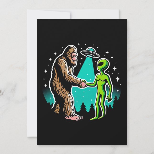 Bigfoot Meets Alien Inbjudningar (Framsida)