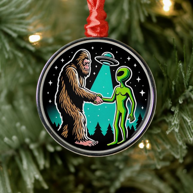 Bigfoot Meets Alien Julgransprydnad Metall (Träd)