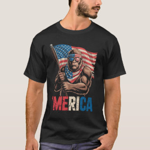 Bigfoot Merica Amerikansk Flagga Sasquatch-älskare T Shirt