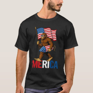 Bigfoot Merica Fireworks American Flagga Patriotic T Shirt