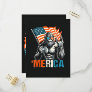 Bigfoot Merica Rock Amerikansk Flagga Inbjudan Vykort