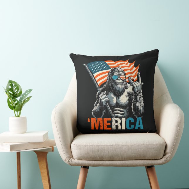 Bigfoot Merica Rock Amerikansk Flagga Kudde (Stol)