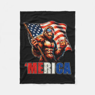Bigfoot Merica Rock Amerikansk Flagga Patriotisk 4 Fleecefilt