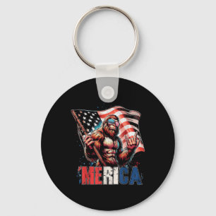 Bigfoot Merica Rock Amerikansk Flagga Patriotisk 4 Nyckelring