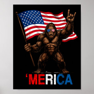Bigfoot merica rock amerikansk flagga patriotisk 4 poster