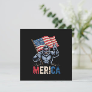 Bigfoot Merica Rock Amerikansk Flagga Patriotisk  Inbjudningar