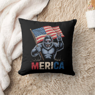 Bigfoot Merica Rock Amerikansk Flagga Patriotisk Kudde