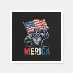 Bigfoot Merica Rock Amerikansk Flagga Patriotisk Pappersservett