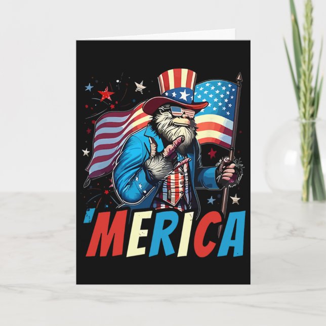 Bigfoot Merica Rock Amerikansk Flagga Sasquatch 4: Kort (Framsida)