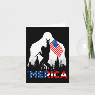 Bigfoot Merica Rock Amerikansk Usa Flagga Patrioti Kort