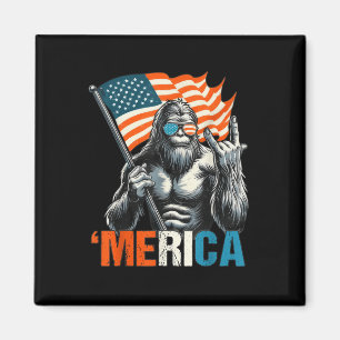 Bigfoot Merica Sten American Flagga Patriotic 4:e Magnet