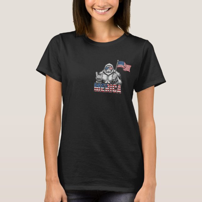 Bigfoot Merica Sten - Patriotic 4:e juli Sasqua T Shirt (Framsida)