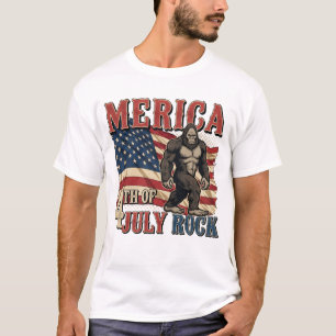 Bigfoot Merica Sten - Patriotic 4:e juli Sasqua T Shirt