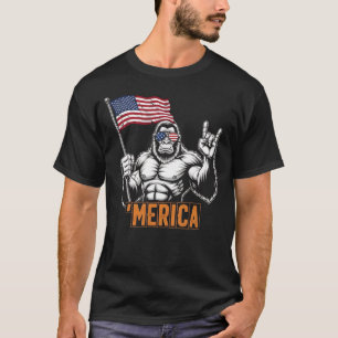 Bigfoot Merica Sten - Patriotic 4:e juli Sasqua T Shirt