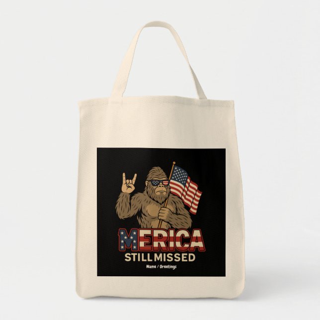 Bigfoot "Merica still Missed" Patriot 4 juli Tygkasse (Framsidan)