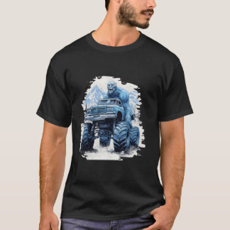 Bigfoot Monster Lastbil Blue Snö Mountain Drives L T Shirt