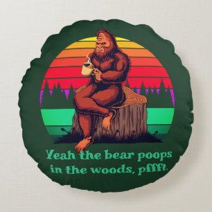 Bigfoot Morgonkaffe Visdomsord Björn Bajsar Rund Kudde