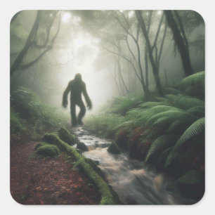 Bigfoot-mötena på Mist Fyrkantigt Klistermärke