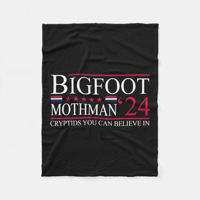 Bigfoot Mothman 2024 President Valection Funny Vot Fleecefilt (Framsidan)