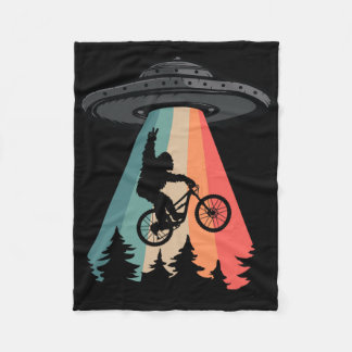 Bigfoot Mountain Bike Ufo Alien Abduction Shirt Fu Fleecefilt