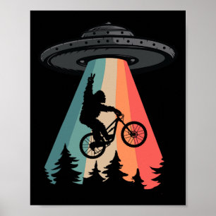 Bigfoot Mountain Bike Ufo Alienbortförande Tröja F Poster
