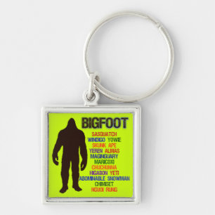 Bigfoot namn fyrkantig silverfärgad nyckelring