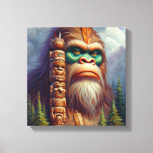 Bigfoot Native American Totem Canvastryck