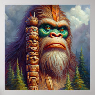Bigfoot Native American Totem Poster