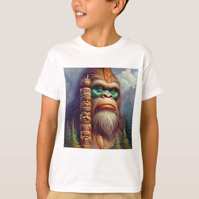Bigfoot Native American Totem T Shirt (Framsida)