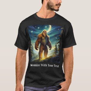 Bigfoot Natt Skogen Måne Stars T Shirt
