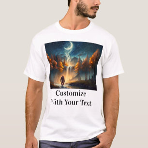 Bigfoot Natt Skogen Stars Måne T Shirt